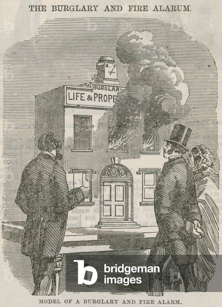 Model of a burglary and fire alarm (engraving)