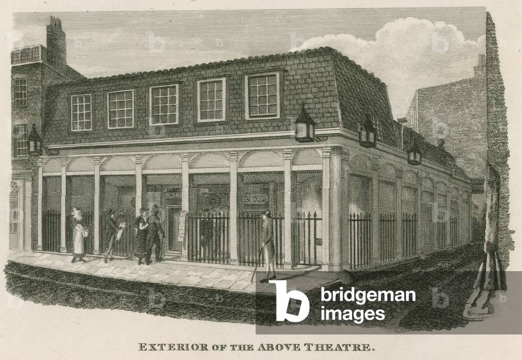 Exterior of the Royal Olympic Theatre, Wych Street, near Drury Lane, London (engraving)