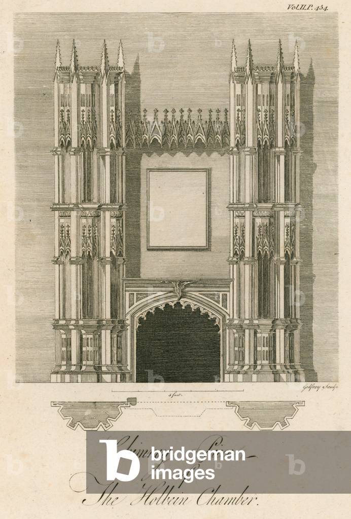 Chimney in the China Room, Strawberry Hill, Twickenham, London (engraving)