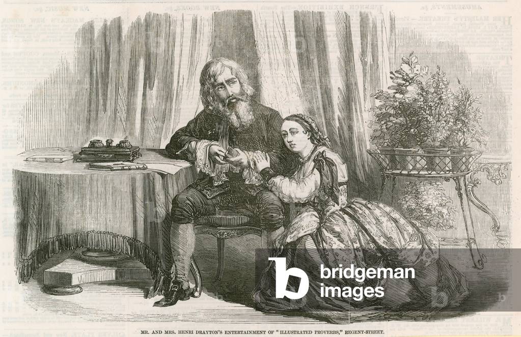 Mr and Mrs Henri Drayton's entertainment of 'Illustrated Proverbs', Regent Street, London (engraving)