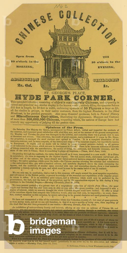 Chinese Collection at Hyde Park Corner, London.  1842 (engraving)