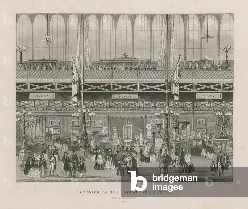 Interior of the Great Exhibition, 1851, Russian Department (engraving)
