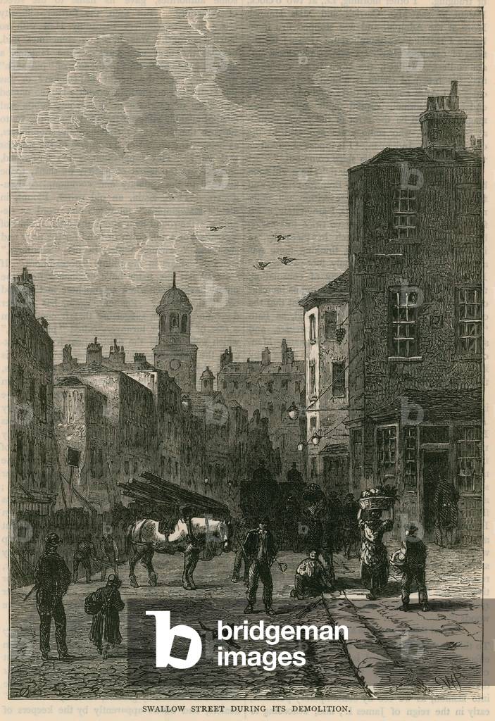 Swallow Street, London, during its demolition (engraving)