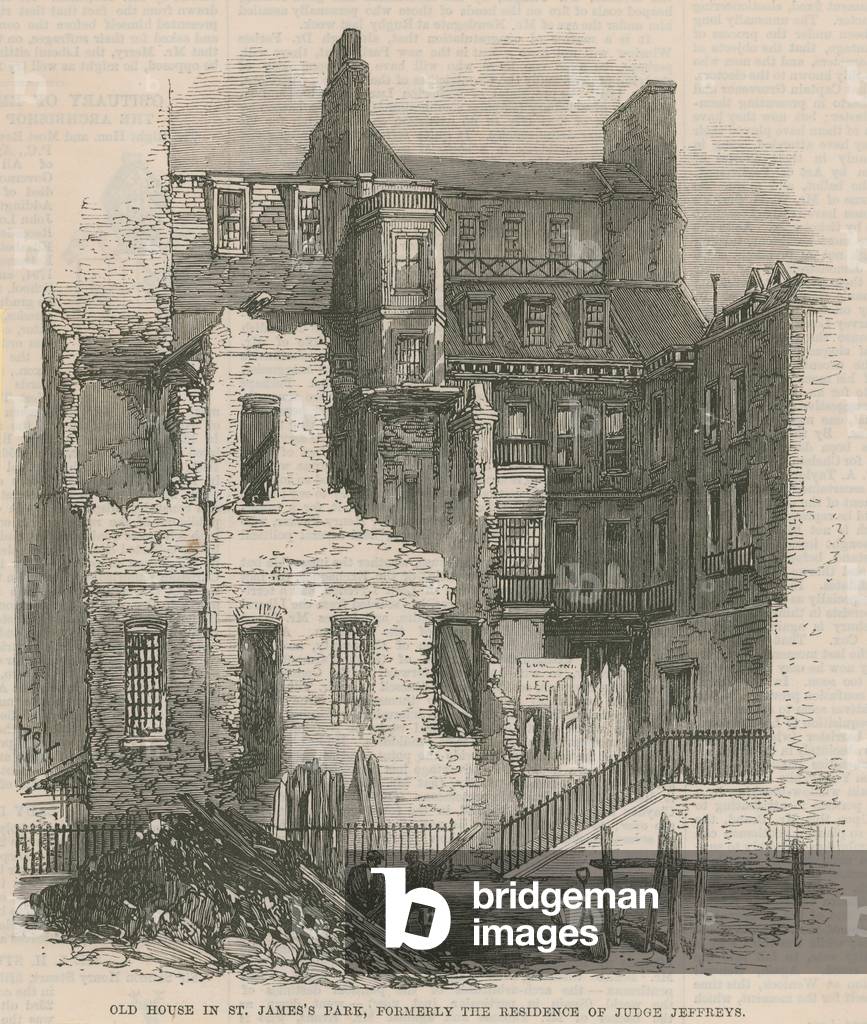 Old house in St James's Park, formerly the residence of Judge Jeffreys (engraving)