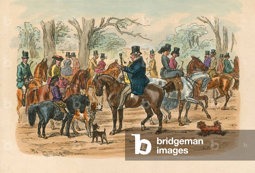 Rotten Row, Hyde Park, London (coloured engraving)