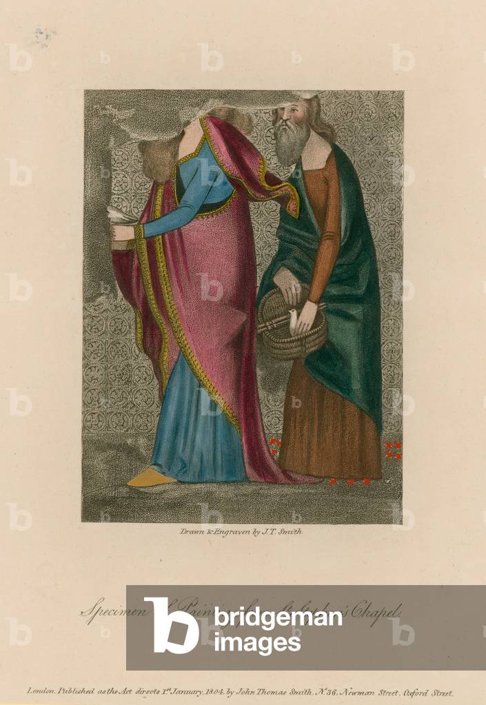 Specimens of painting from St Stephen's Chapel (coloured engraving)