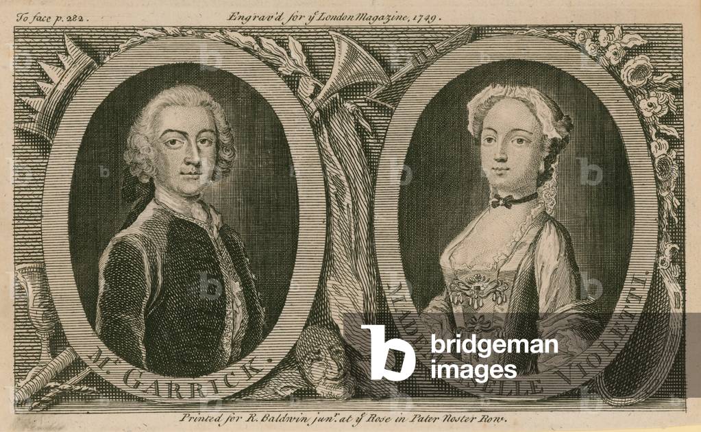 Mr Garrick and Mademoiselle Violetti (Eva Marie Veigel) (engraving)