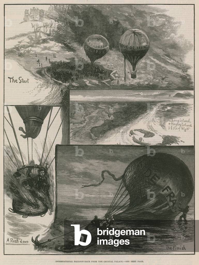 International balloon race from the Crystal Palace (engraving)