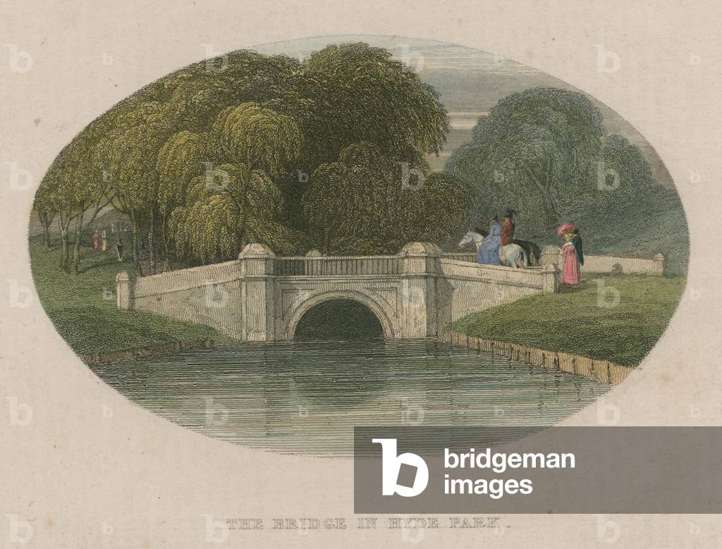 The Bridge of Hyde Park, London (coloured engraving)