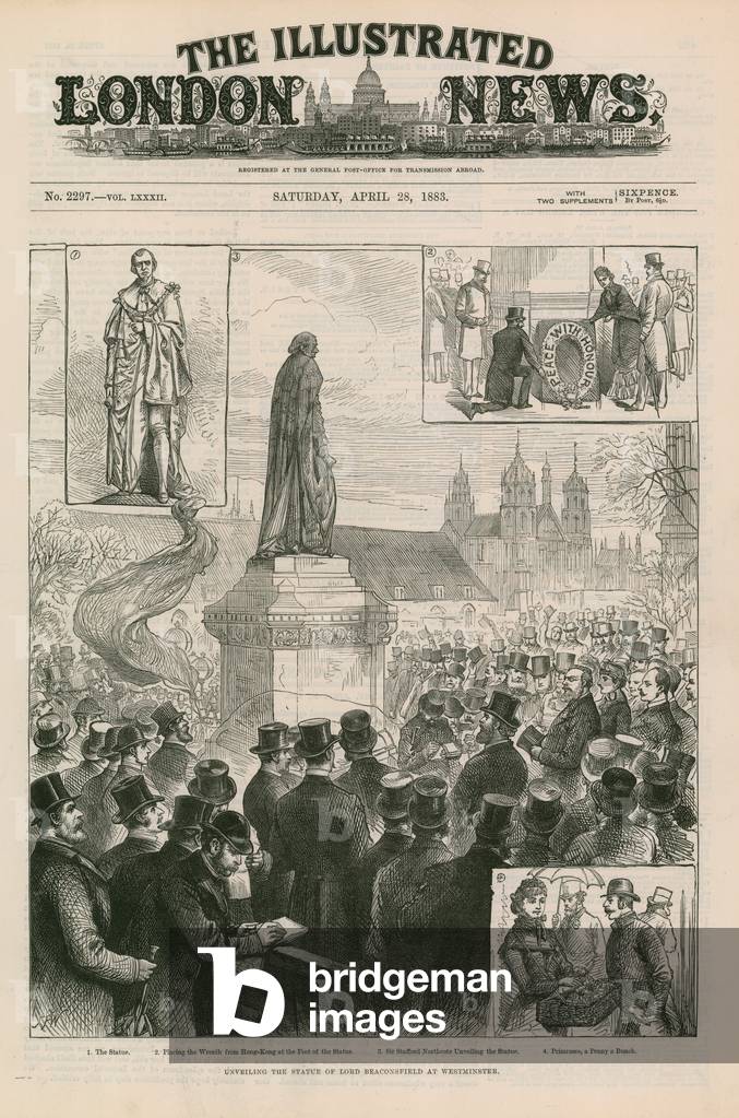 Unveiling the statue of Lord Beaconsfield at Westminster (engraving)