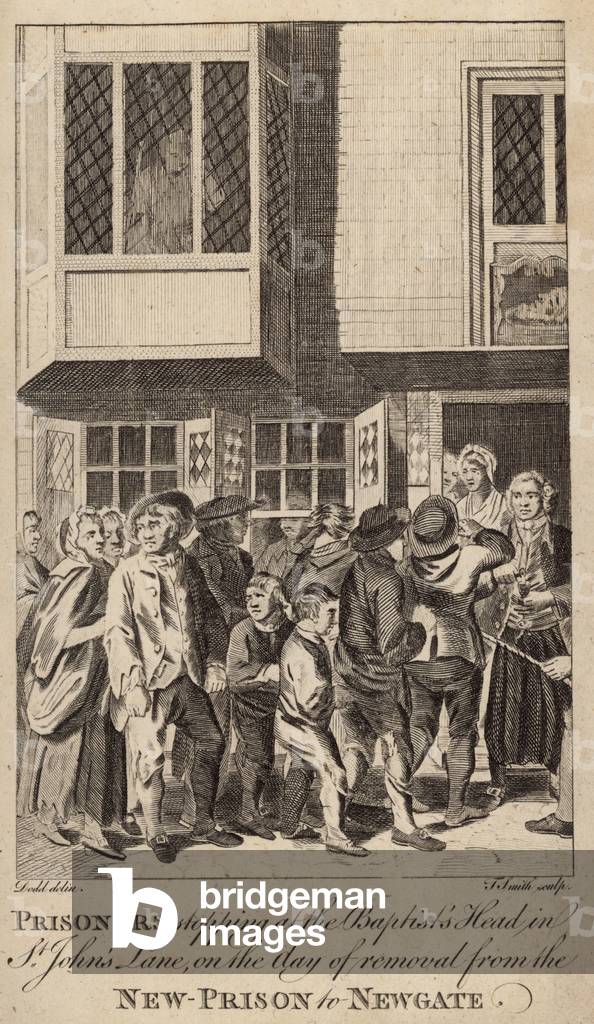 Prisoners stopping at the Baptist's Head in St John's Lane (engraving)
