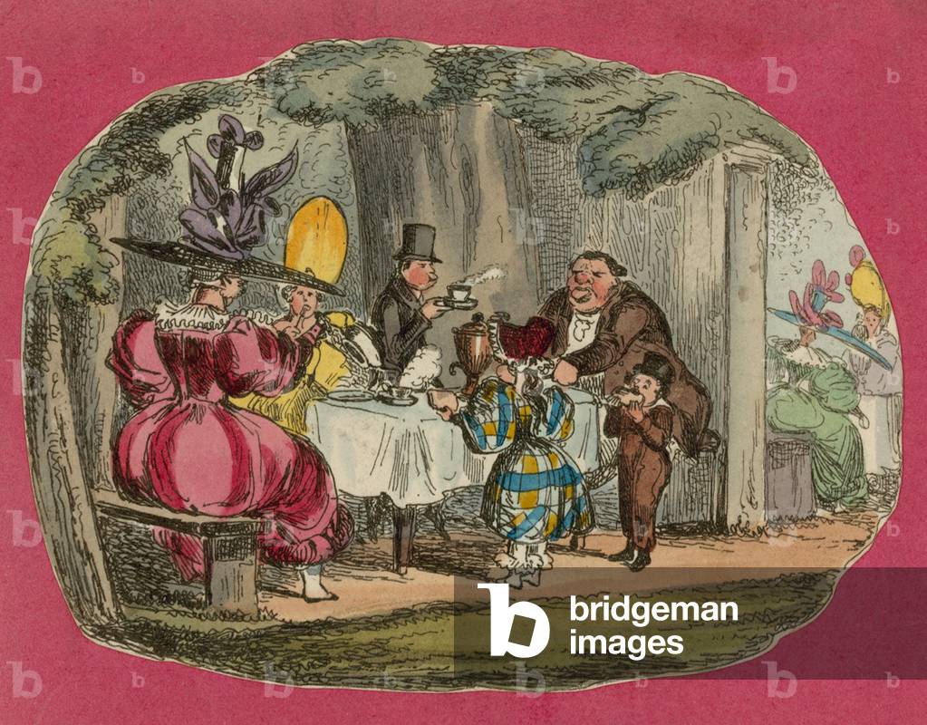 Tea in Vauxhall Gardens (coloured engraving)