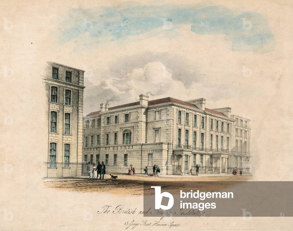 The British and Foreign Institute, 13 George Street, Hanover Square (coloured engraving)