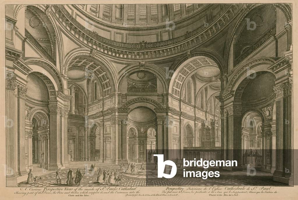 A curious perspective view of the inside of St Paul's Cathedral, London (engraving)