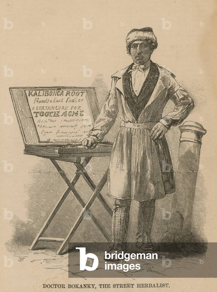 Doctor Bokanky, the street herbalist (engraving)