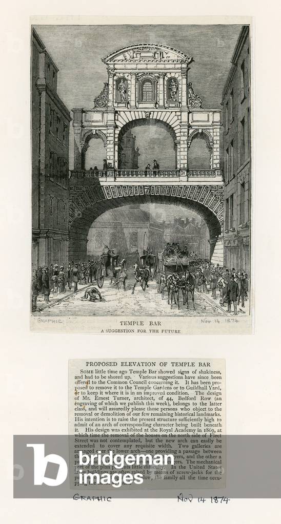 Temple Bar, London.  Suggestion for the future (engraving)