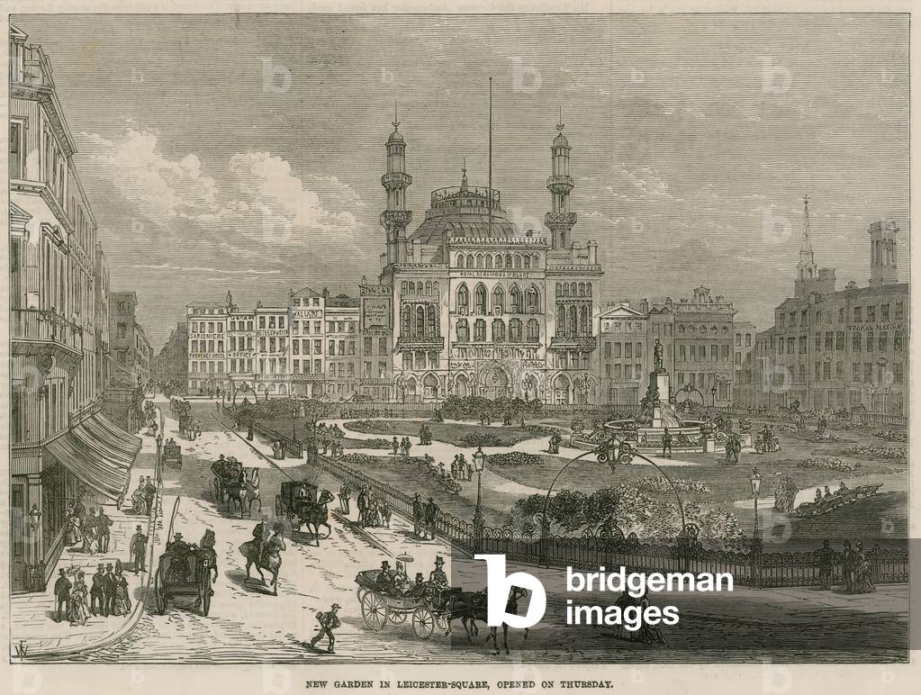 New garden in Leicester Square, London, opened on Thursday (engraving)