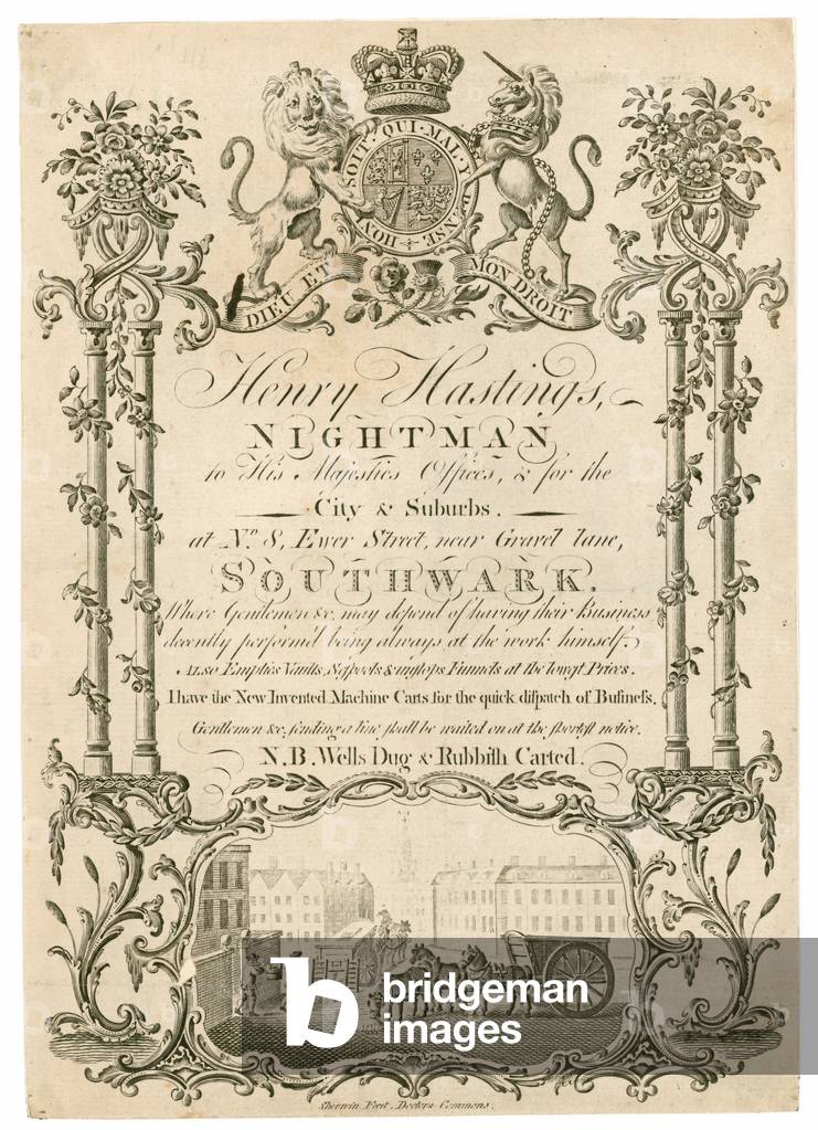 Henry Hastings, Nightman, trade card (engraving)