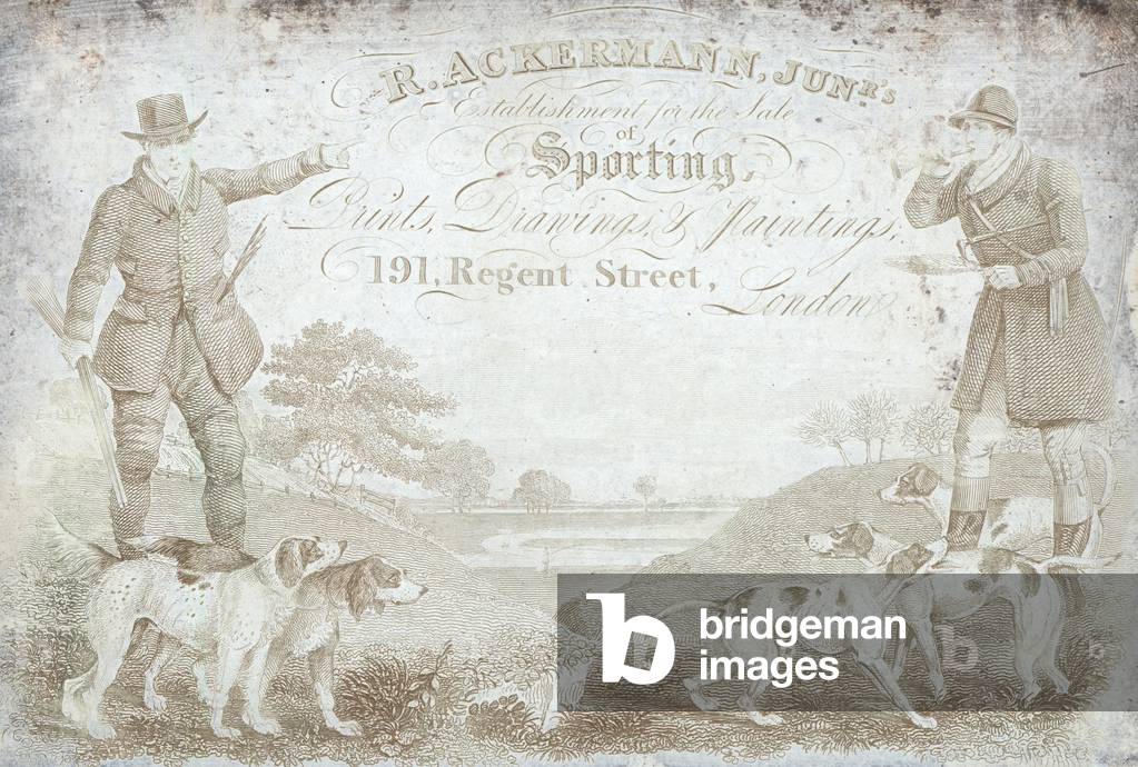 R Ackermann, Junior, 191 Regent Street, trade card (engraving)
