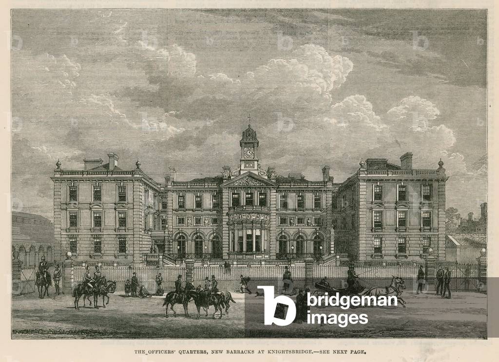 The officer's quarters at the new cavalry barracks at Knightsbridge (engraving)