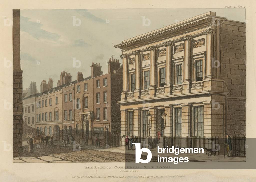 The London Commercial Sale Rooms (coloured engraving)