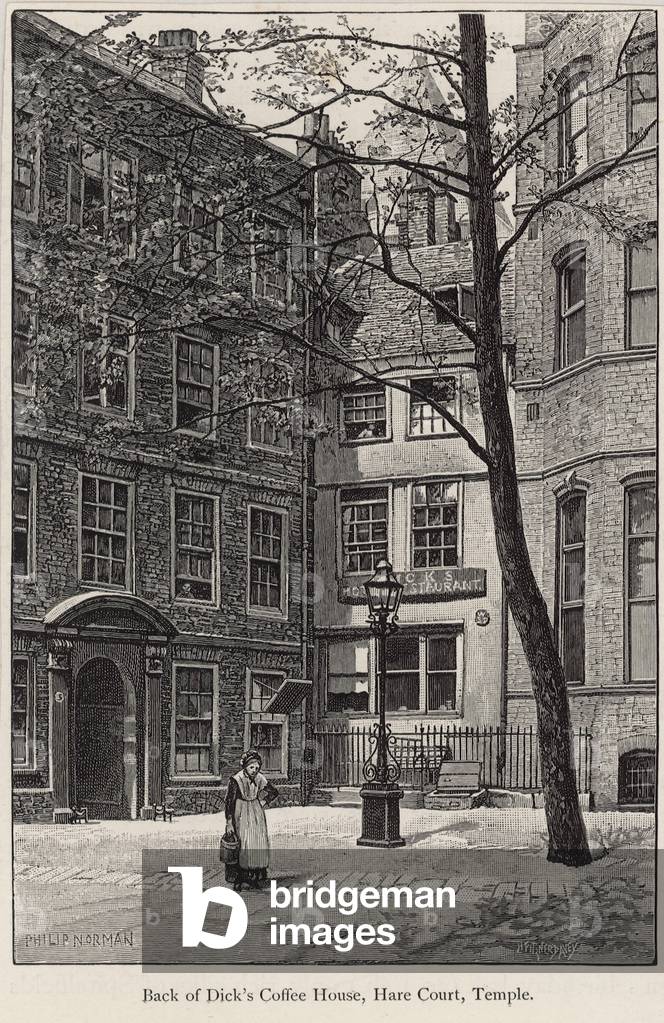 Back of Dick's Coffee House, Hare Court, Temple (engraving)