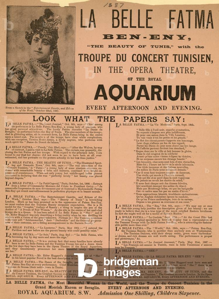 Advertisment for La Belle Fatma (engraving)
