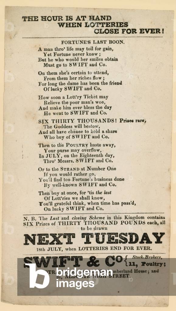 Lottery advertisements (engraving)