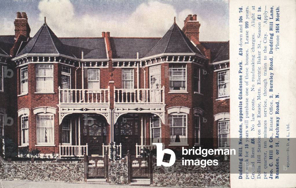 Property advertisement for houses in Dudding Hill, Neasden, opposite Gladstone Park, London (photo)