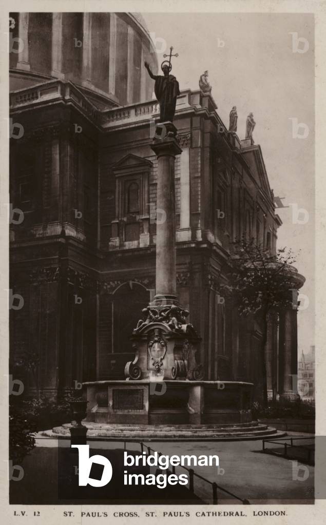 St Paul's Cross, St Paul's Cathedral, London (b/w photo)