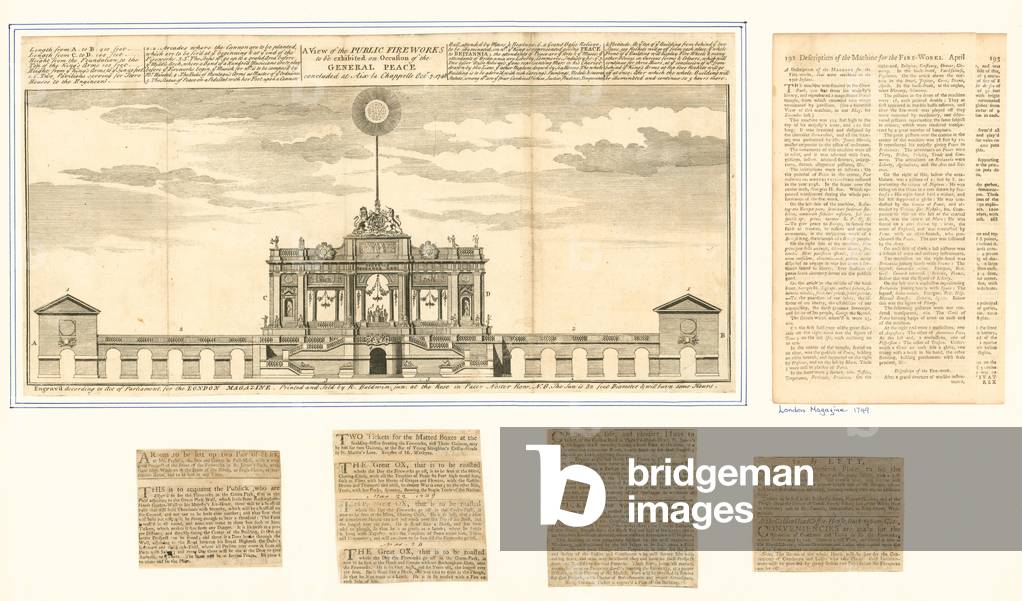 View of the Public Fireworks for the Peace of Aix La Chapelle 1749 (engraving)