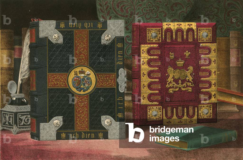 Bibles presented by the University of Cambridge, and by the Committee of the British and Foreign Bible Society (chromolitho)