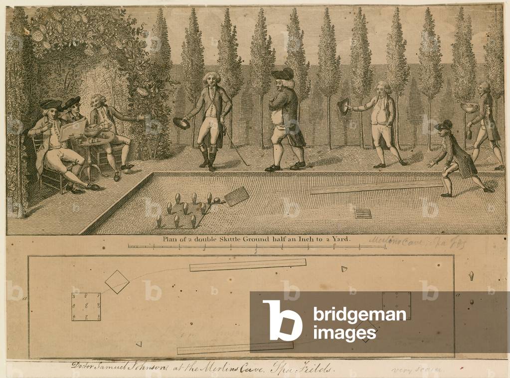 Dr Samuel Johnson at the Merlin's Cave, Spa Fields (engraving)
