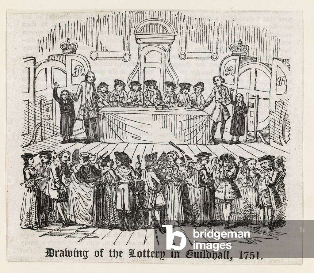 Drawing of the lottery in Guildhall, 1751 (engraving)