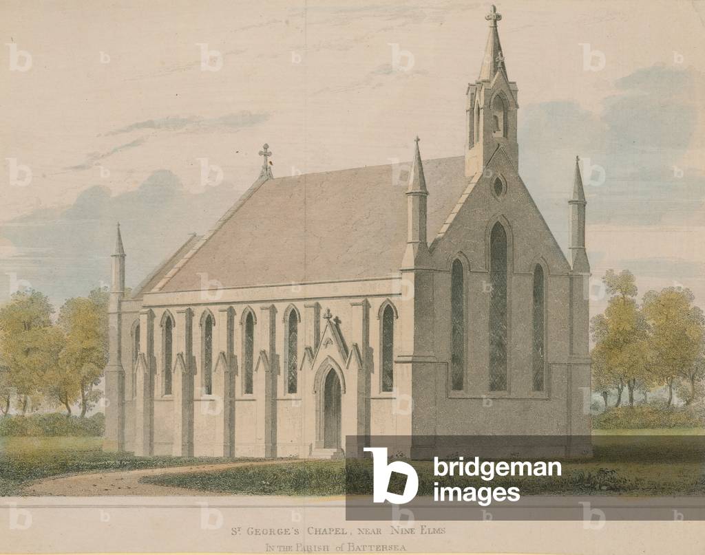St George's Chapel in the Parish of Battersea (coloured engraving)