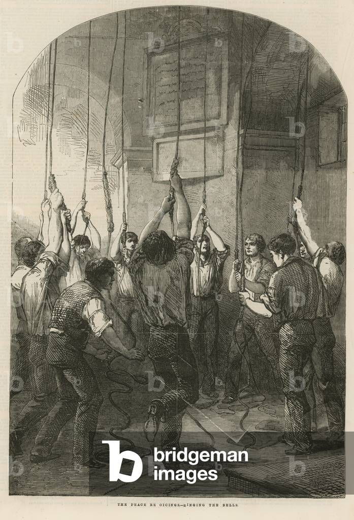 The Peace rejoicings - ringing the bells (engraving)