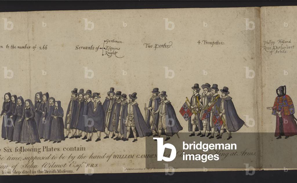 Queen Elizabeth I's Funeral Procession (coloured engraving)