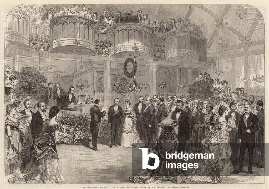 The Prince of Wales at the Telegraphic soiree given by Mr Pender (engraving)