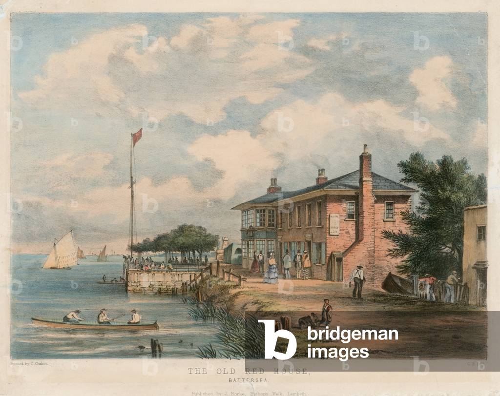 The Old Red House, Battersea (coloured engraving)