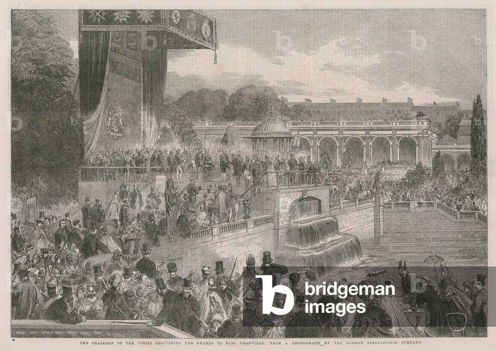 The Chairman of the Juries delivering the awards to Earl Granville (engraving)