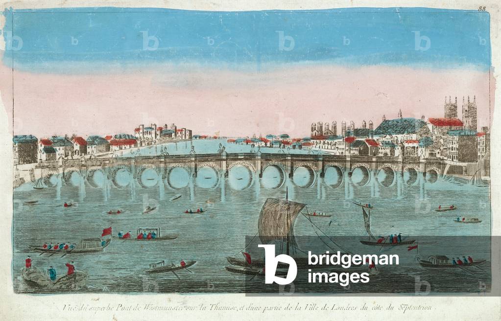 Westminster Bridge (coloured engraving)