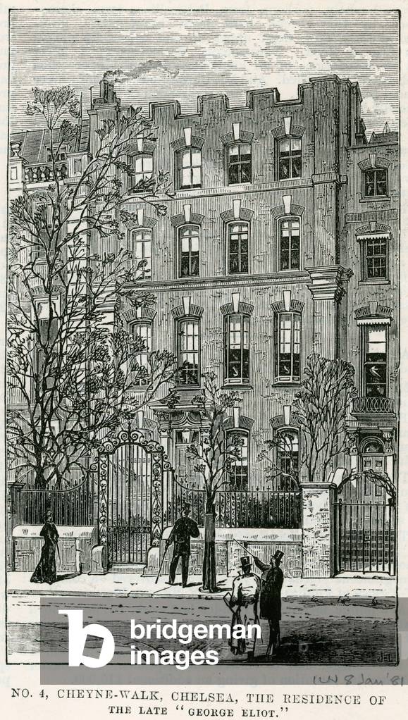 4 Cheyne Walk, Chelsea, the residence of the late George Eliot (engraving)