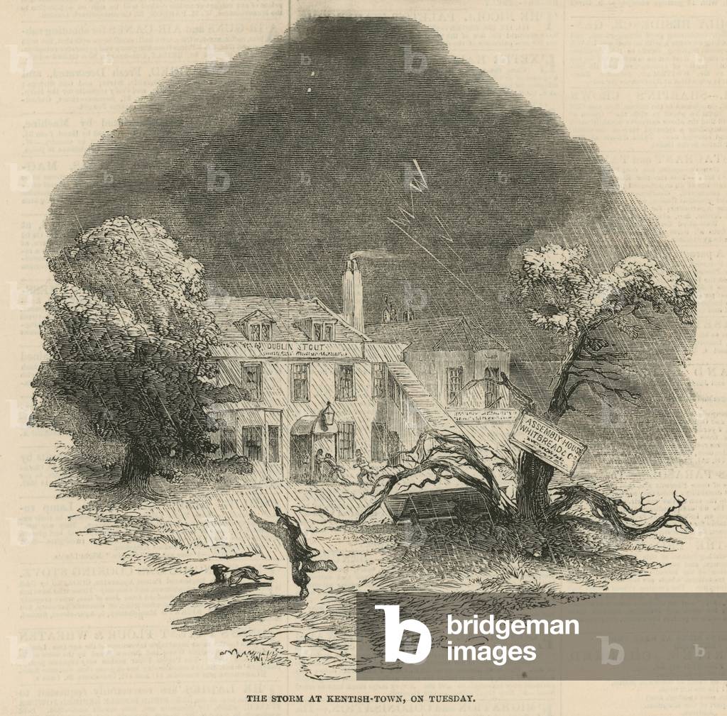 The storm at Kentish Town on Tuesday (engraving)