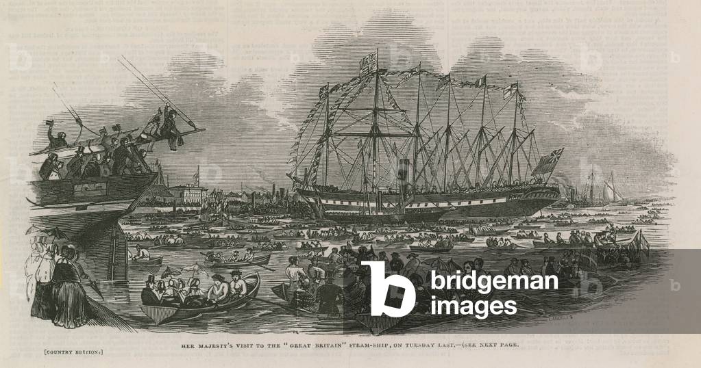 Her Majesty's Visit to the Great Britain steamship (engraving)