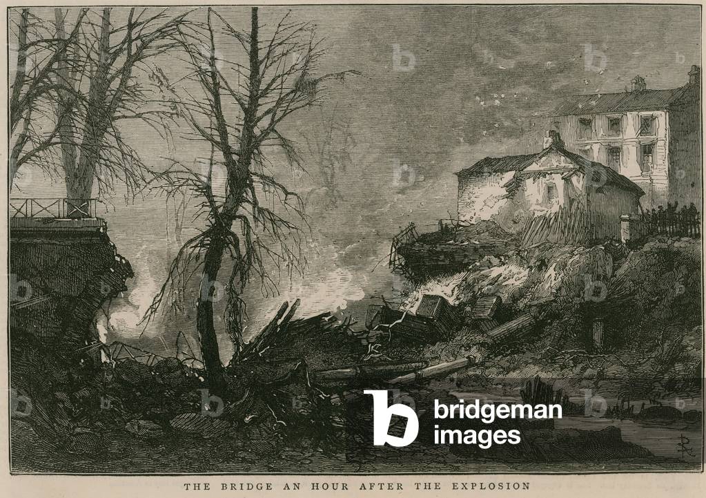 The explosion on the Regent's Canal; The bridge an hour after the explosion (engraving)