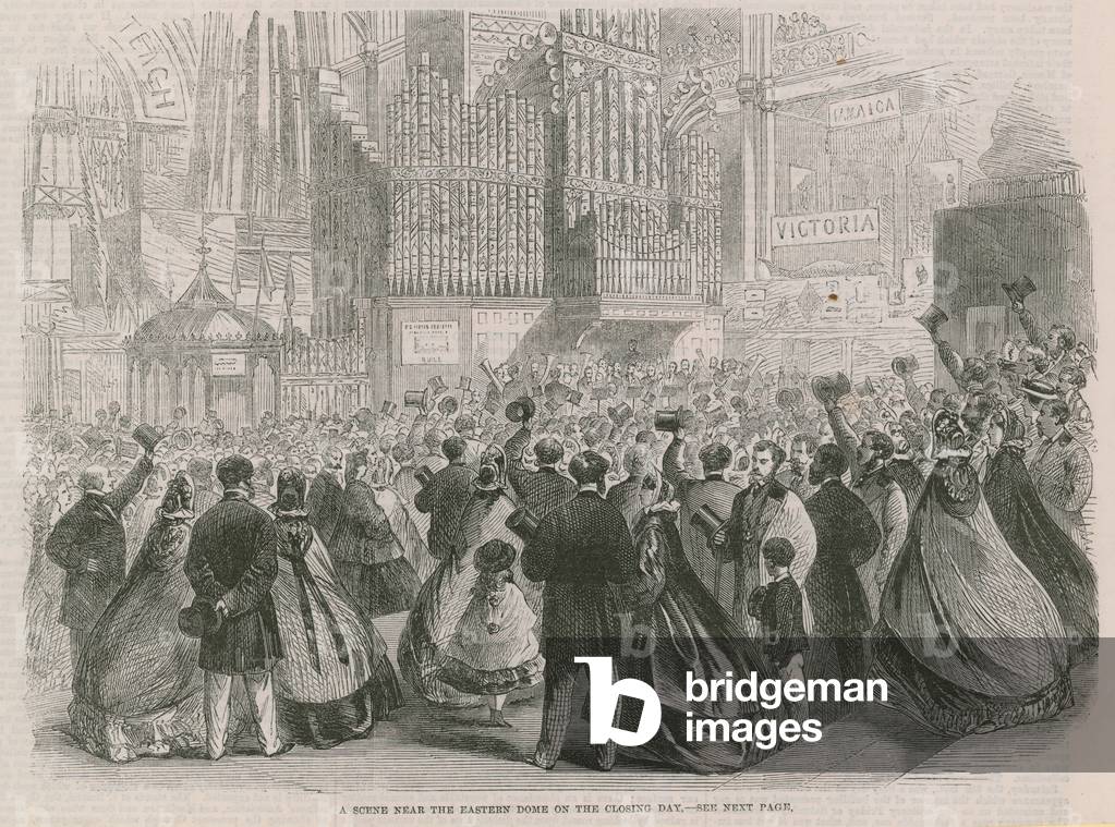The International Exhibition; A scene near the eastern dome on the closing day (engraving)