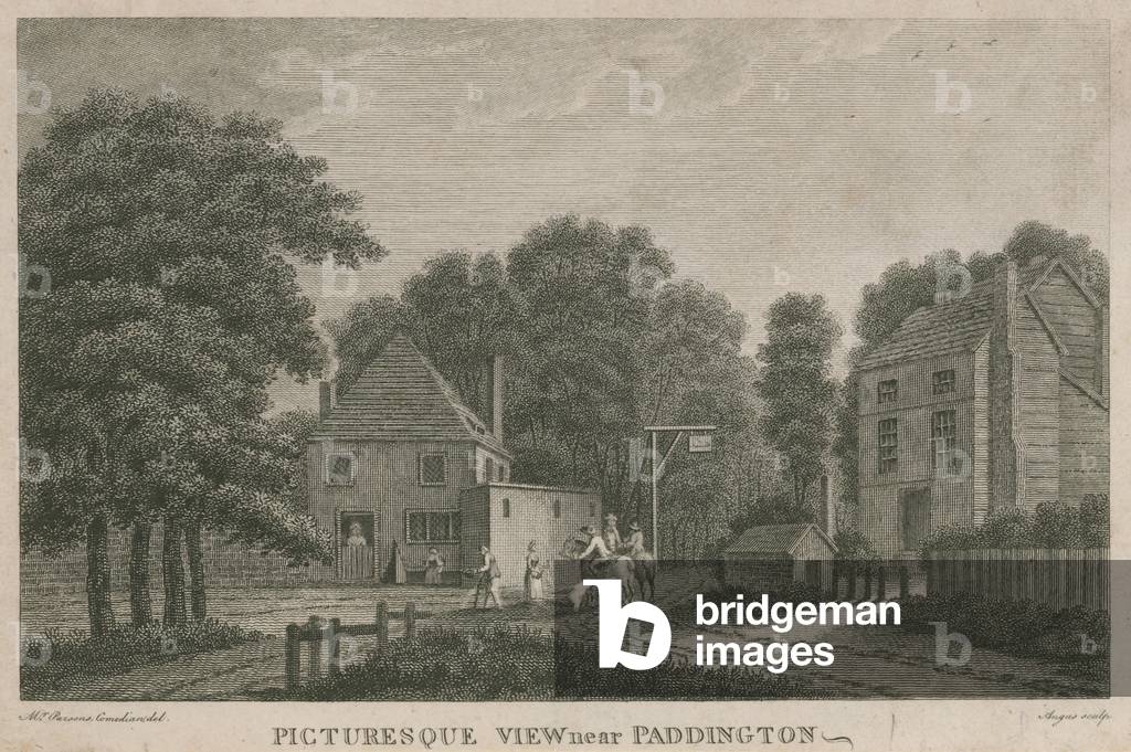 A picturesque view near Paddington, Middlesex (engraving)
