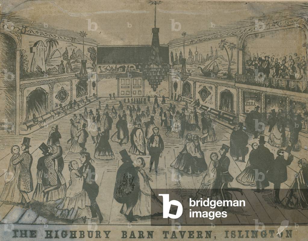 General view of people at the Highbury Barn Tavern (engraving)