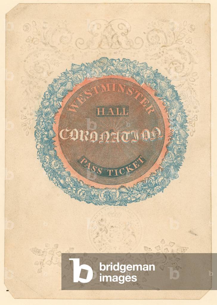 Pass ticket for The Grand Coronation Banquet of King George IV at Westminster Hall, 17 July 1821 (engraving)