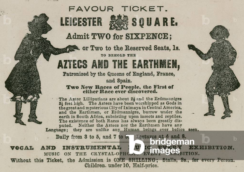 Ticket for admission to an appearance of Aztecs and the Earthmen (engraving)